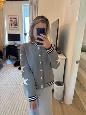 Grey Star Patch Bomber Jacket